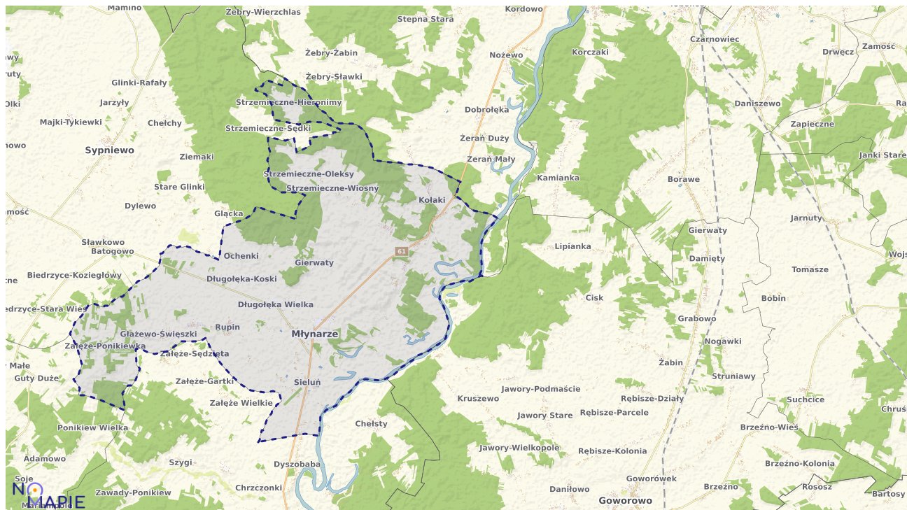 Mapa obszarów ochrony przyrody Młynarzów