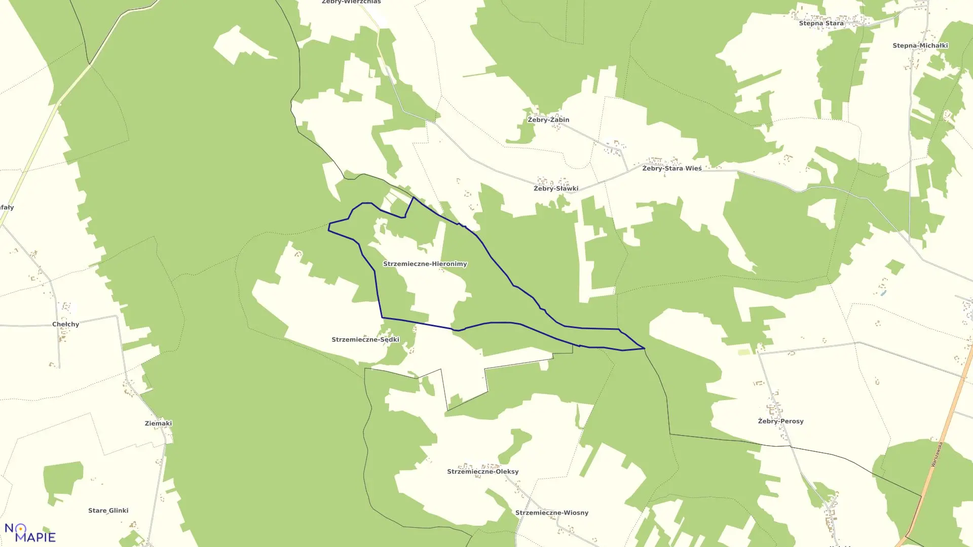 Mapa obrębu STRZEMIECZNE-HIERONIMY w gminie Młynarze