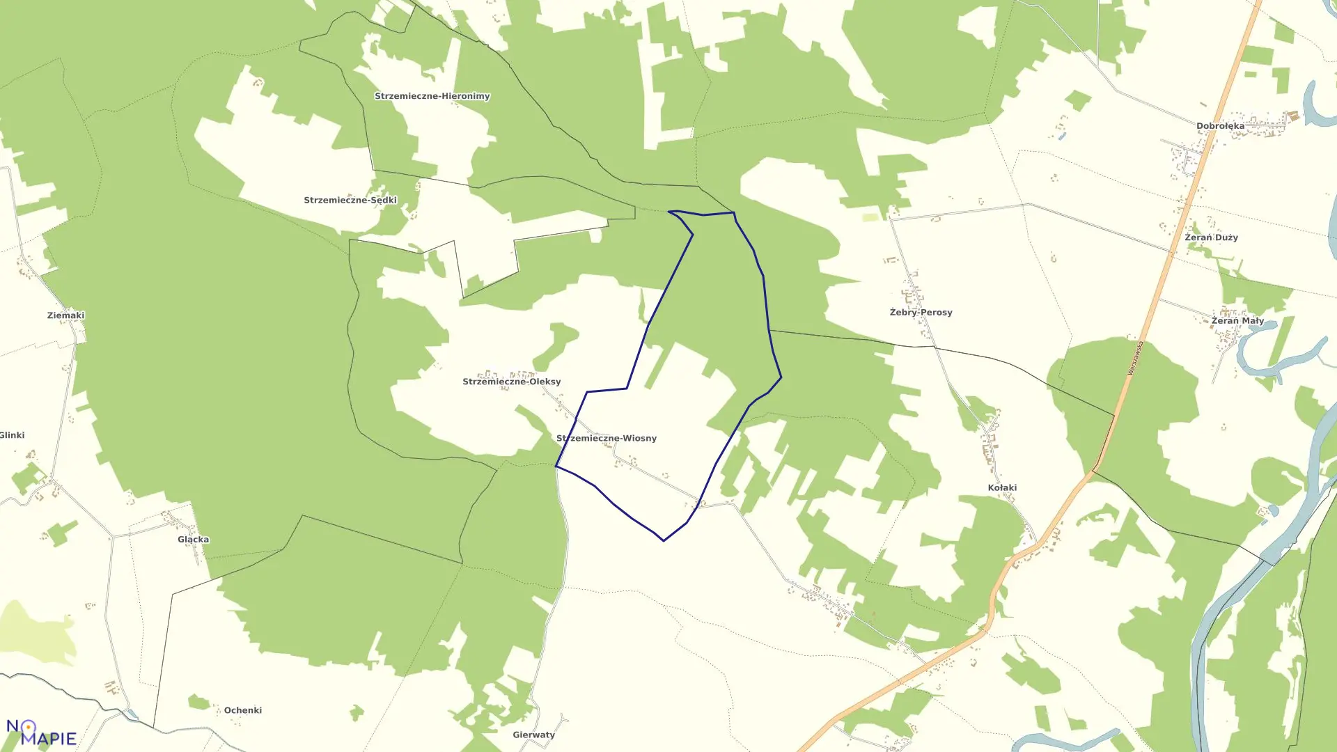 Mapa obrębu STRZEMIECZNE-WIOSNY w gminie Młynarze